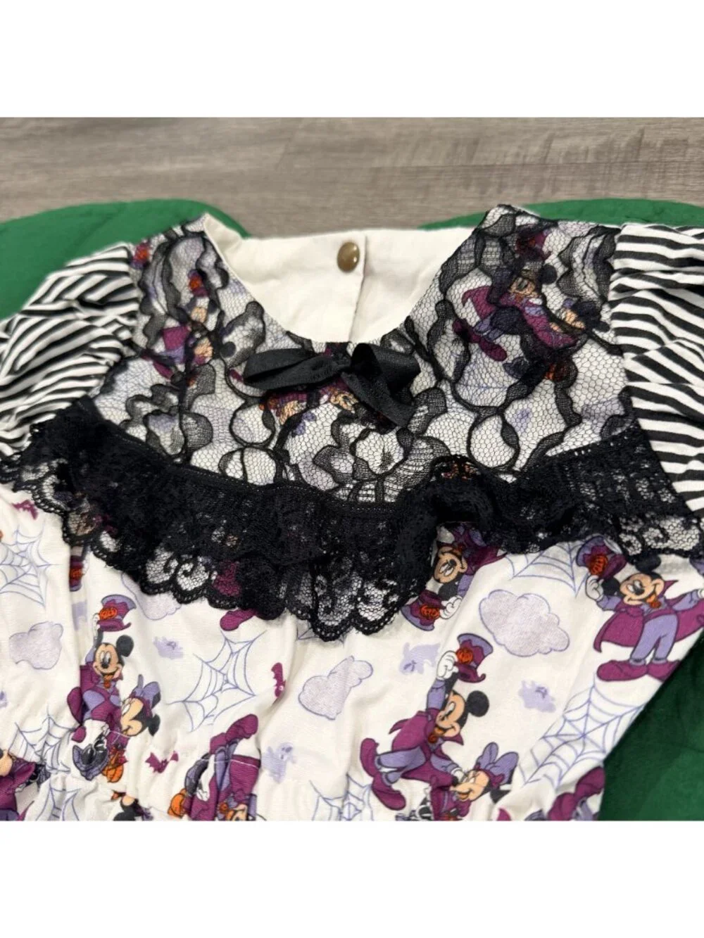 Handmade Disney Halloween Mickey Mouse Puff Sleeves Lace Ruffle Dress Girls 3/4